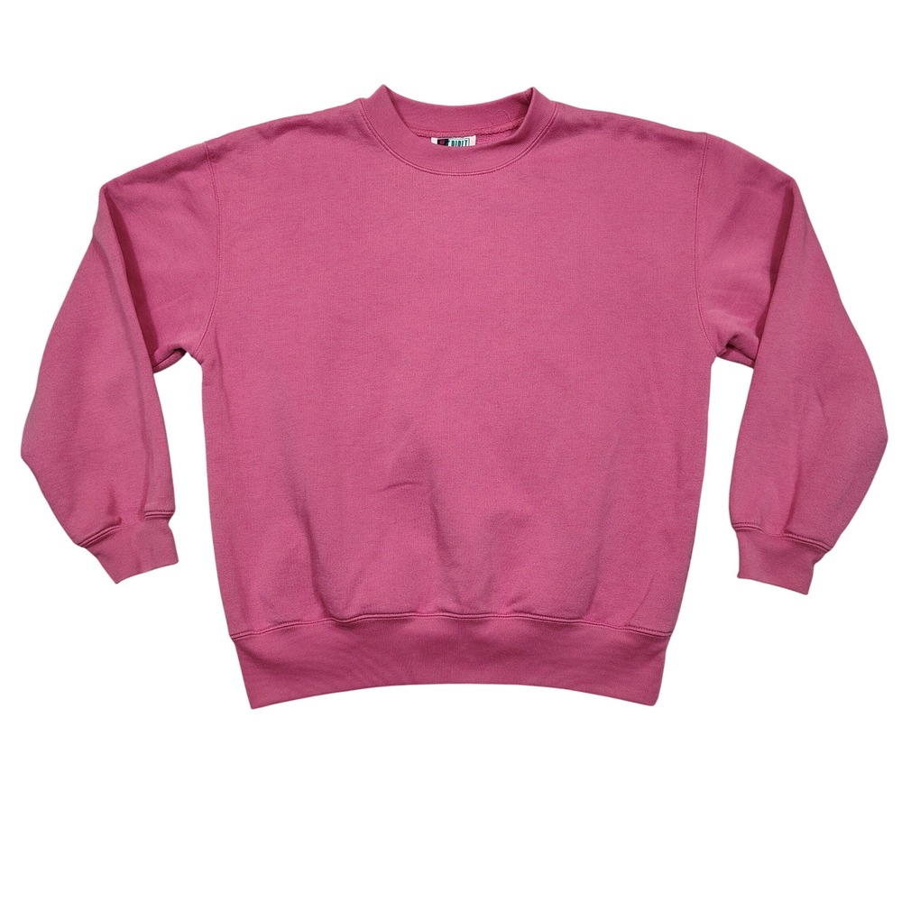 VTG Bold Spirit Sweatshirt Womens M Pink Solid Crew Neck Long Sleeve Pullover